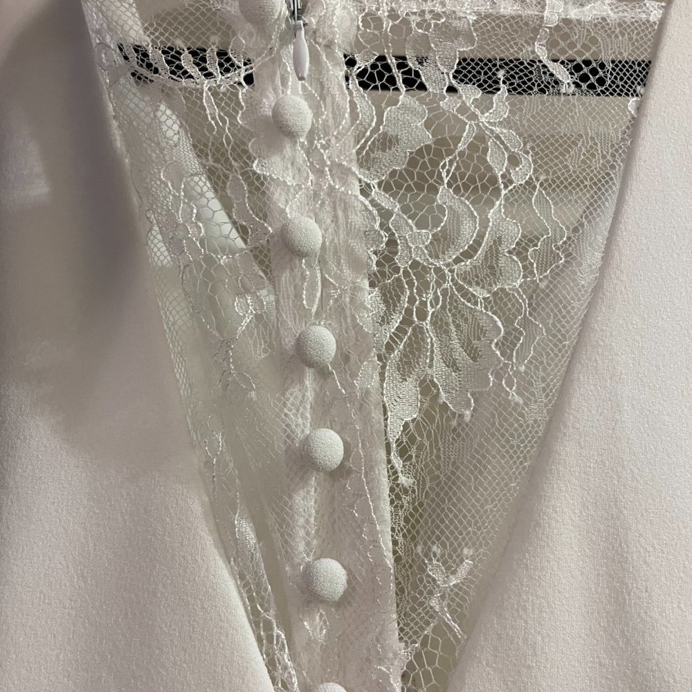 Lulu's Long-Lasting Love Ivory Lace V-Neck Mermaid Dress - Picture 9 of 15